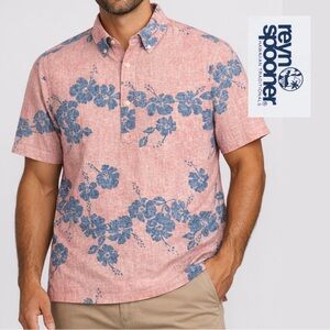Vintage Men’s Reyn Spooner Shirt - Half Placket Pullover - Pink  Floral - Small